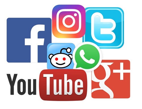 Logotipos das redes sociais mais utilizadas pela população.
