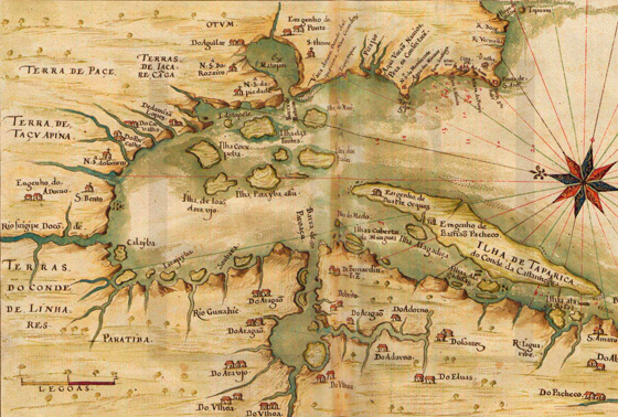 Mapa histórico da Baía de de Todos os Santos t